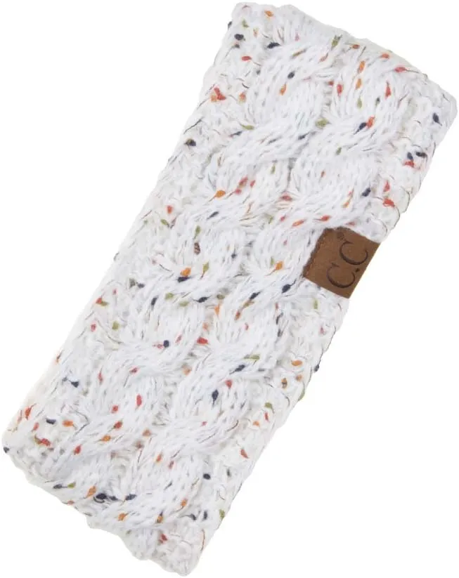 ScarvesMe Womens Confetti Sherpa Lined Winter Cable Knit Headband Headwrap