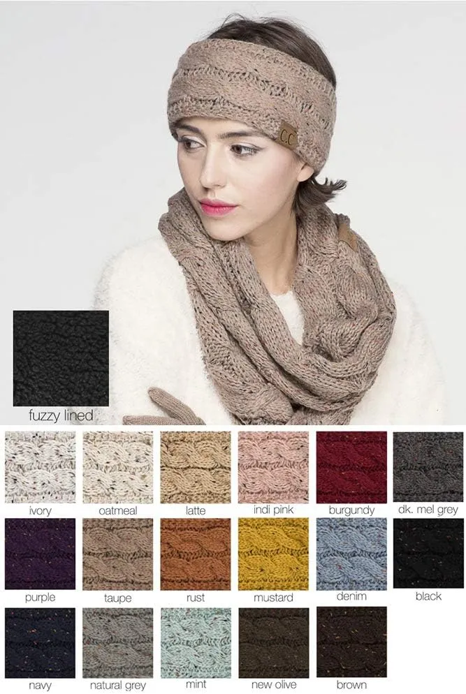 ScarvesMe Womens Confetti Sherpa Lined Winter Cable Knit Headband Headwrap