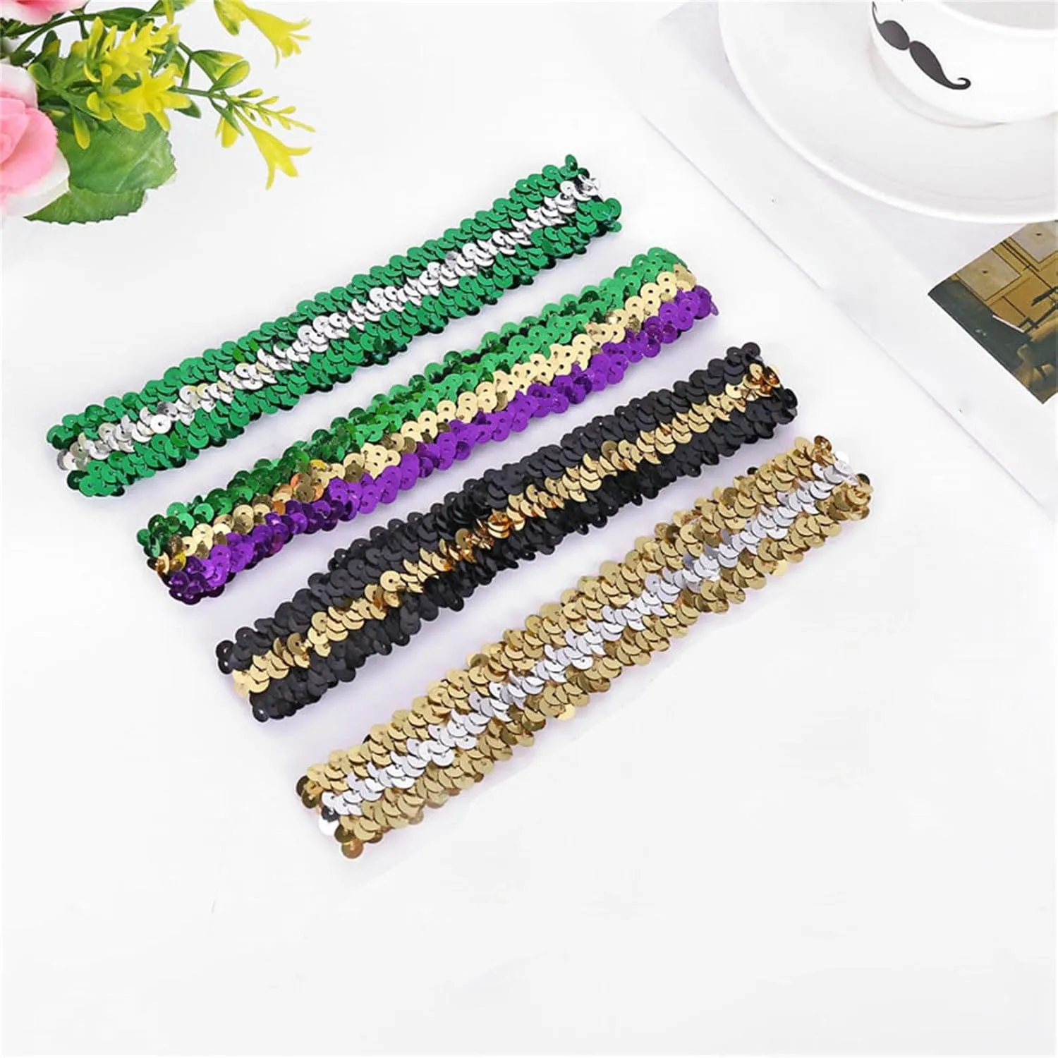 Sequin Headbands Elastic Stretch Sparkly Fashion Headband for Teen Girl Women Hairband Sport Head Band Carnival Party