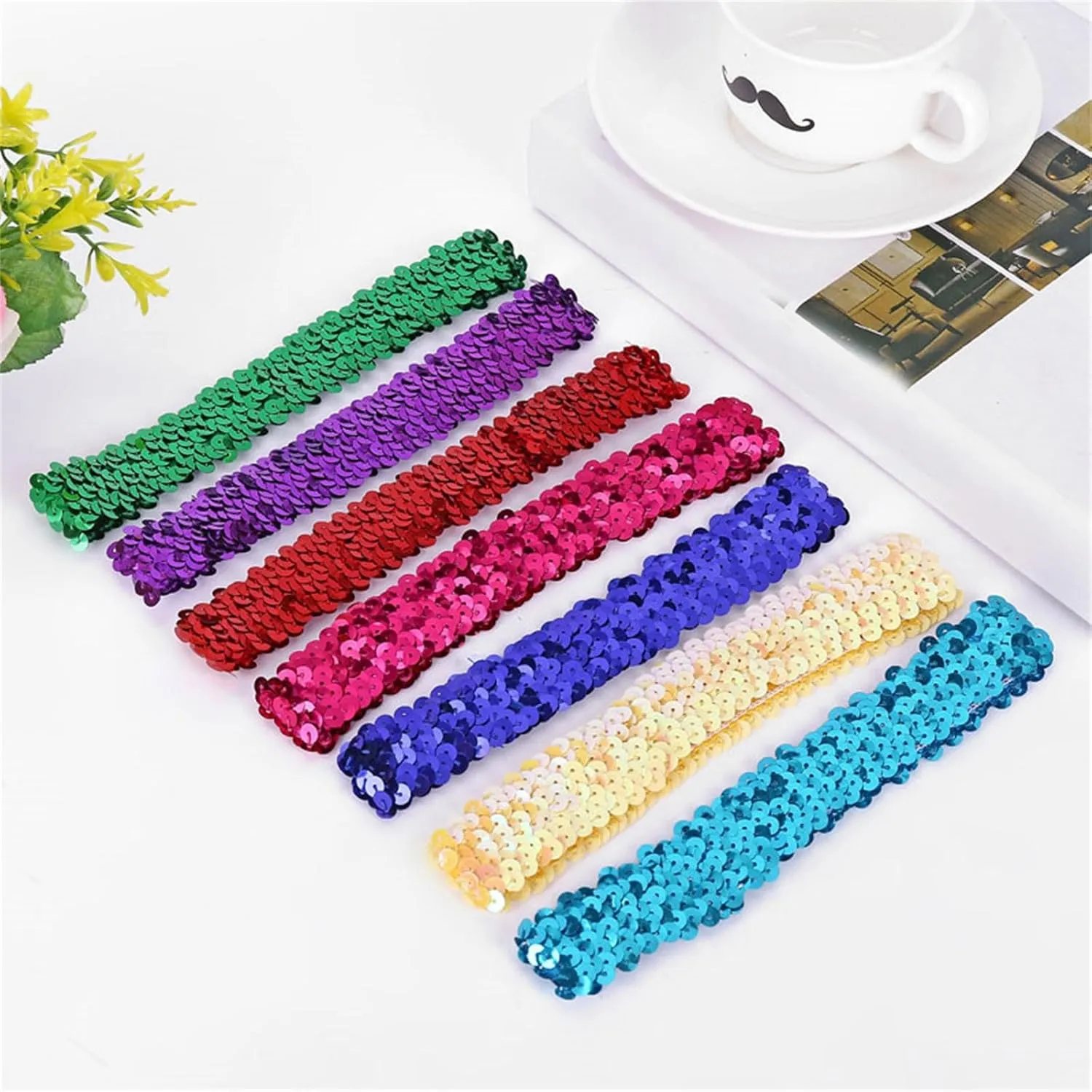 Sequin Headbands Elastic Stretch Sparkly Fashion Headband for Teen Girl Women Hairband Sport Head Band Carnival Party