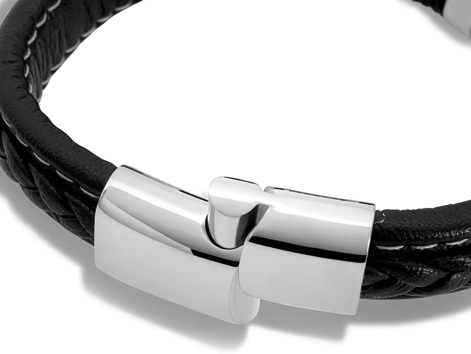 SERASAR Premium Leather Bracelet Men | Stainless Steel Magnetic Clasp | Three Colors | Jewelry Box Included