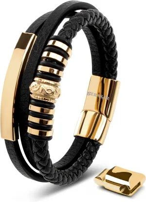 SERASAR Premium Leather Bracelet Men | Stainless Steel Magnetic Clasp | Three Colors | Jewelry Box Included