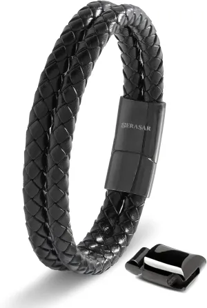 SERASAR Premium Leather Bracelet Men | Stainless Steel Magnetic Clasp | Three Colors | Jewelry Box Included