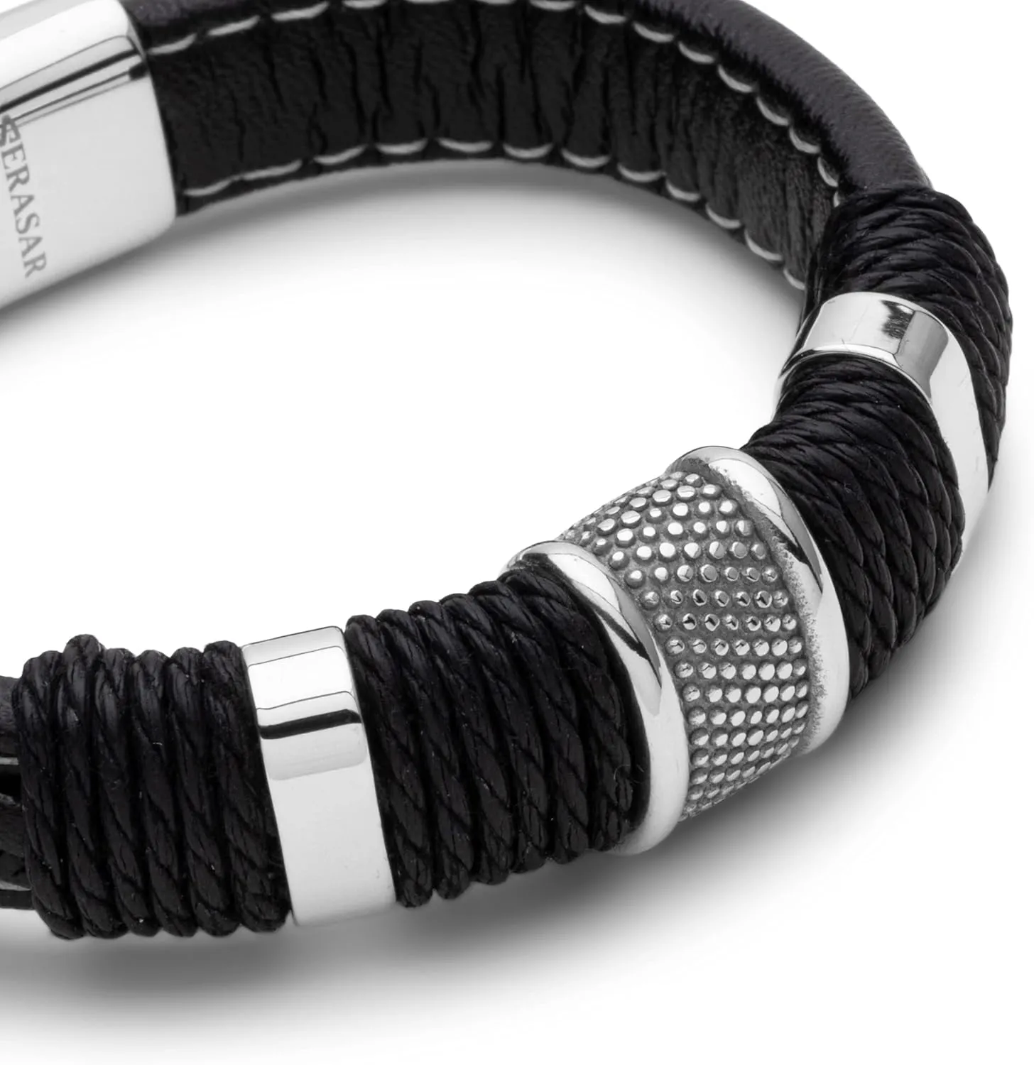 SERASAR Premium Leather Bracelet Men | Stainless Steel Magnetic Clasp | Three Colors | Jewelry Box Included