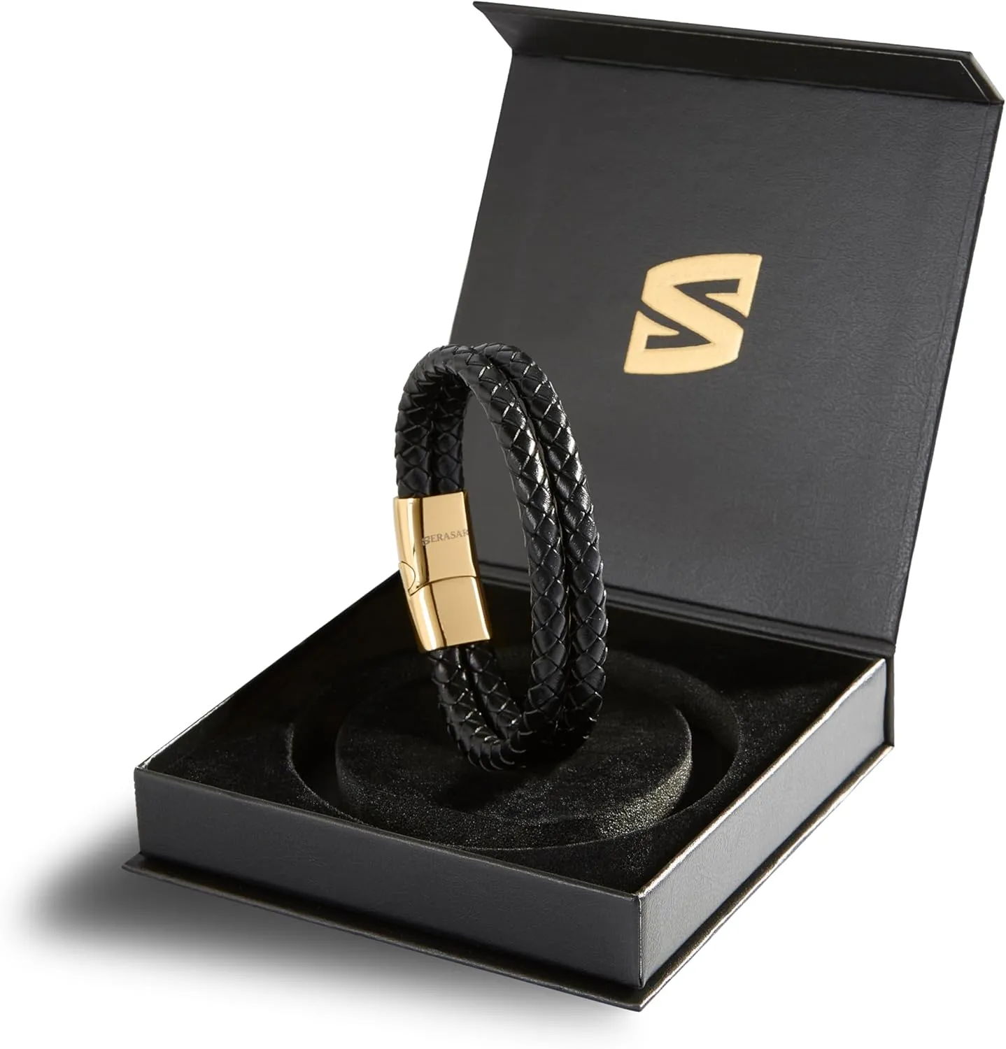 SERASAR Premium Leather Bracelet Men | Stainless Steel Magnetic Clasp | Three Colors | Jewelry Box Included