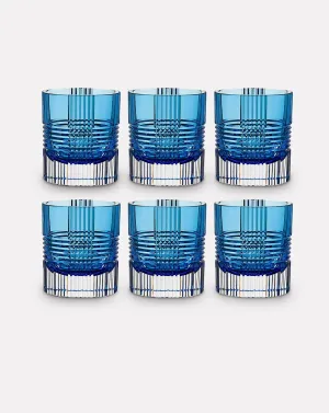 Set of 6 Blue Viden Double Old Fashioned Glasses