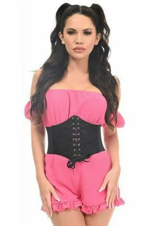 Sexy Black with Black Lace Overlay Corset Belt Cincher