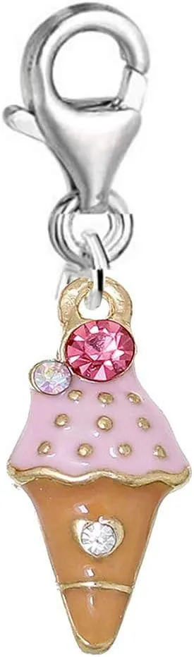 Sexy Sparkles Ice Cream Charm clip on charm for bracelets lobster clasp charm
