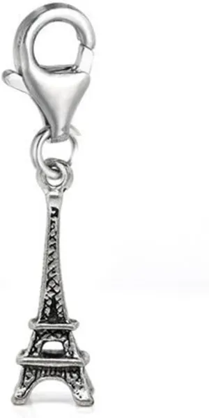 Sexy Sparkles Paris Eiffel Tower Charm Pendant – Clip-On Charm with Lobster Clasp, Compatible with European Charm Bracelets and Necklaces