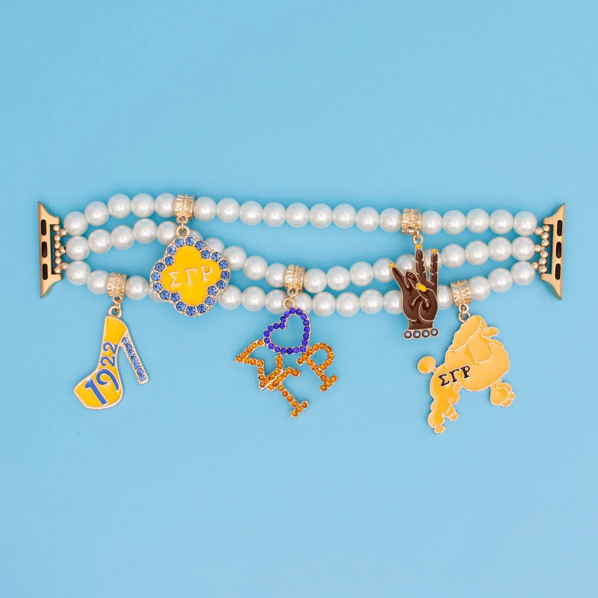 SGRHO Sigma Gamma Rho Inspired Watch Band Sorority White Pearl Apple Watch Band for Women