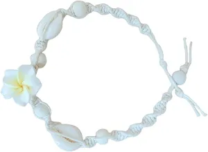Shell Flower Ankle Bracelet Woven Anklet Bracelet Woven Foot Chain Accessories Adjustable for Women,Yellow