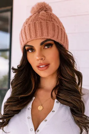 Shine On Mauve Cable Knit Beanie