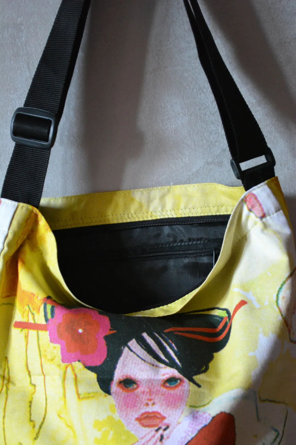Shopper Canvas Bag-Geisha Print