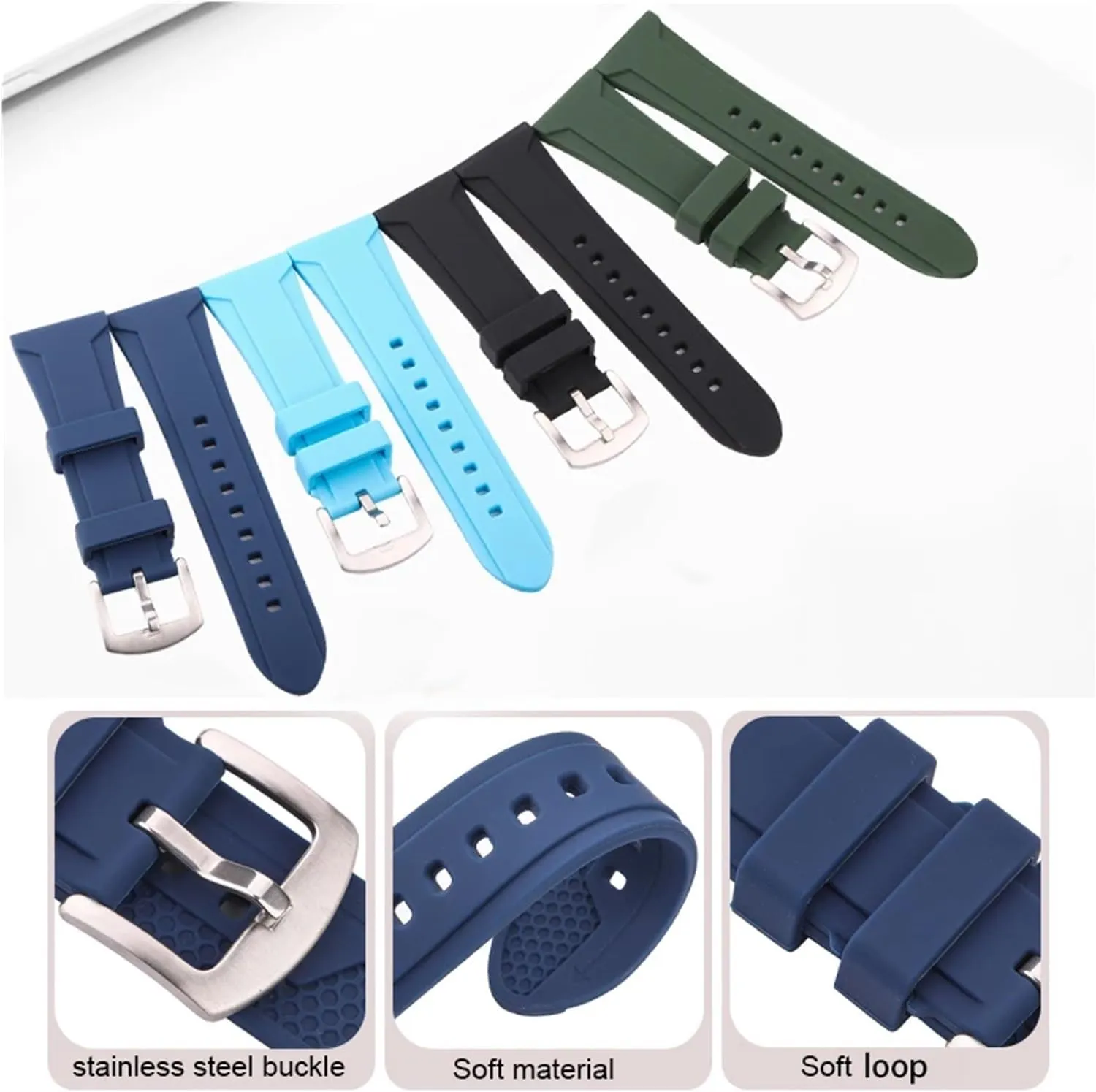 Silicone Watchband Bracelet 4 Strap 22mm 24mm 26mm Women Men Soft Rubber Smart Watch Band Accessories