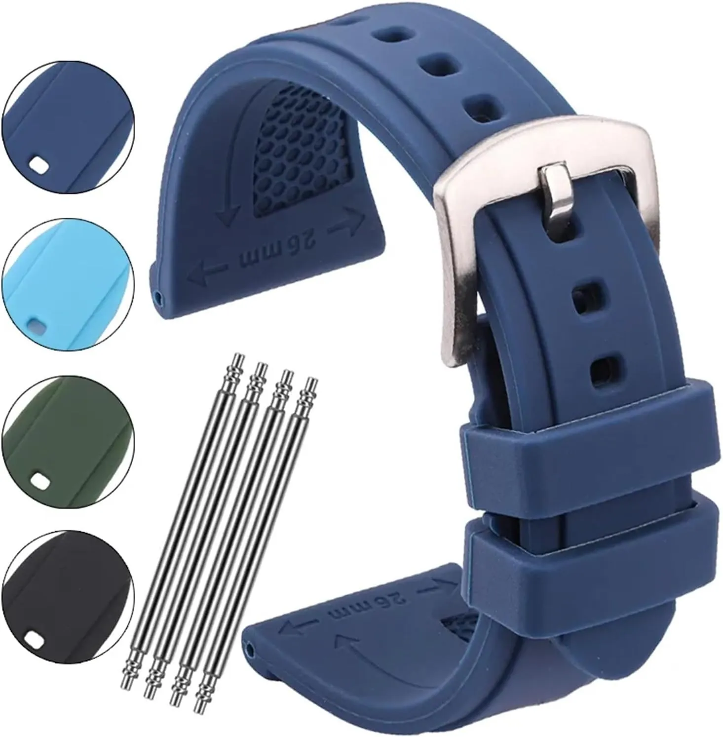 Silicone Watchband Bracelet 4 Strap 22mm 24mm 26mm Women Men Soft Rubber Smart Watch Band Accessories