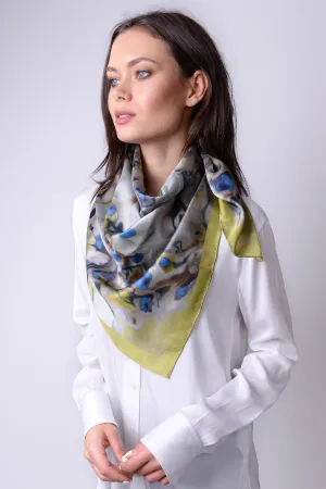 Silk Carre´Abstract Floral Golden Lime - only 1 left!