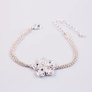 Silver & Crystal Cherry Blossom Sakura Bracelet