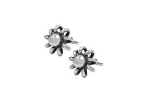 Silver ball in wire coil stud earrings