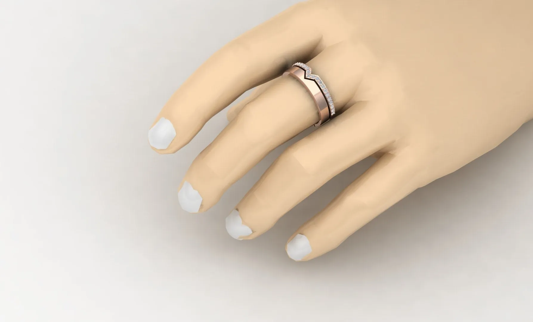 Silver Elegance Adjustable V- Shaped Rose Gold Ring For Couple