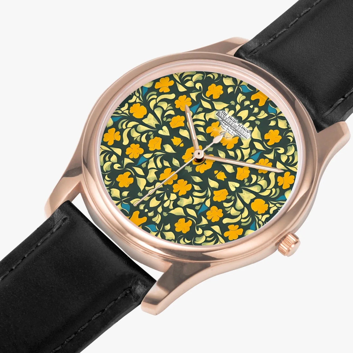Silver grey white hair inspiration Stylish Leather Strap Classic Quartz Watch (Rose Gold)
