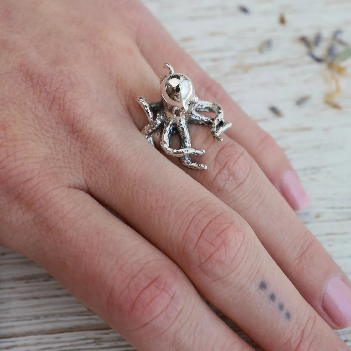 Silver Octopus Ring