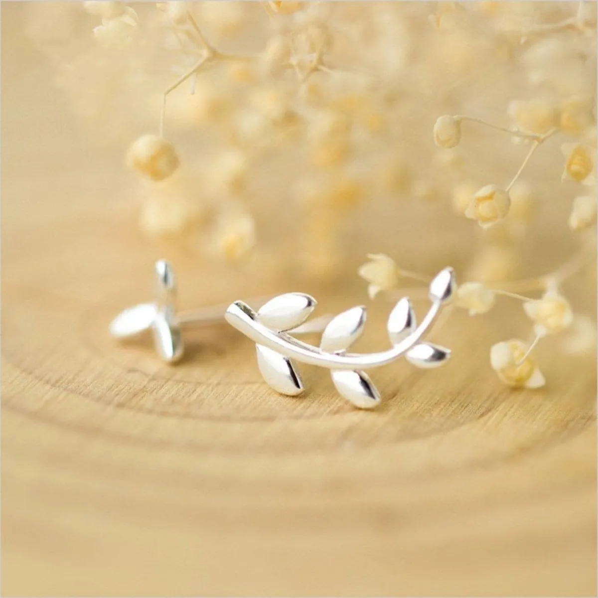 Silver Olive Leaf Earrings Minimalist Earrings Cute Earrings