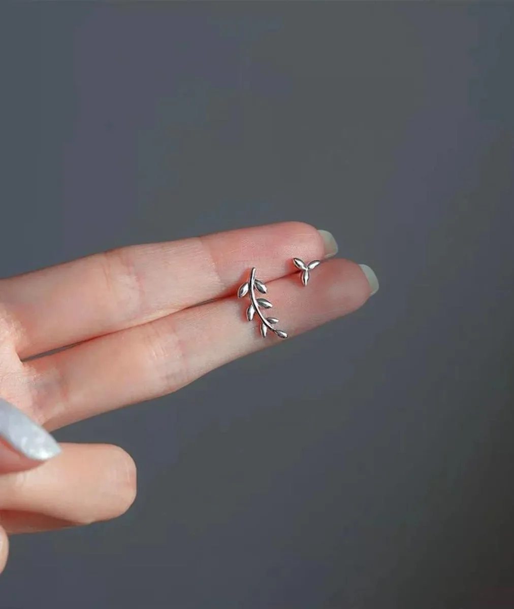 Silver Olive Leaf Earrings Minimalist Earrings Cute Earrings