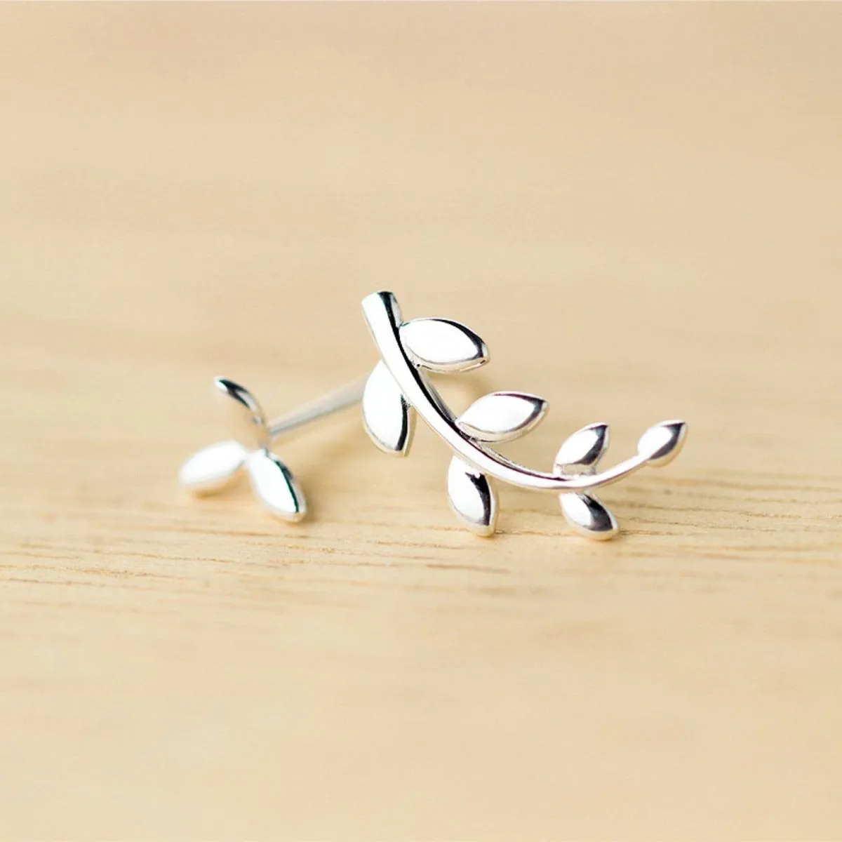 Silver Olive Leaf Earrings Minimalist Earrings Cute Earrings