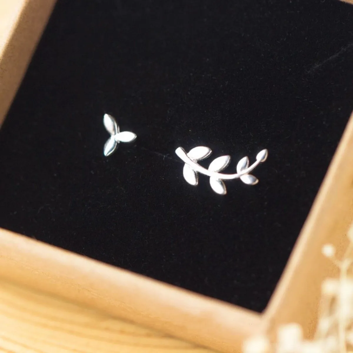 Silver Olive Leaf Earrings Minimalist Earrings Cute Earrings