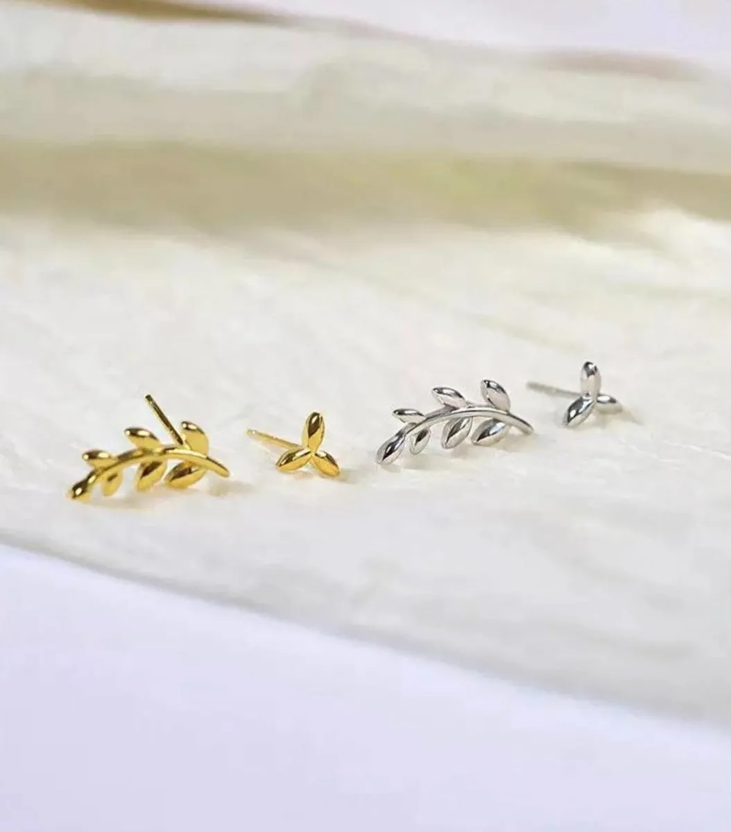 Silver Olive Leaf Earrings Minimalist Earrings Cute Earrings