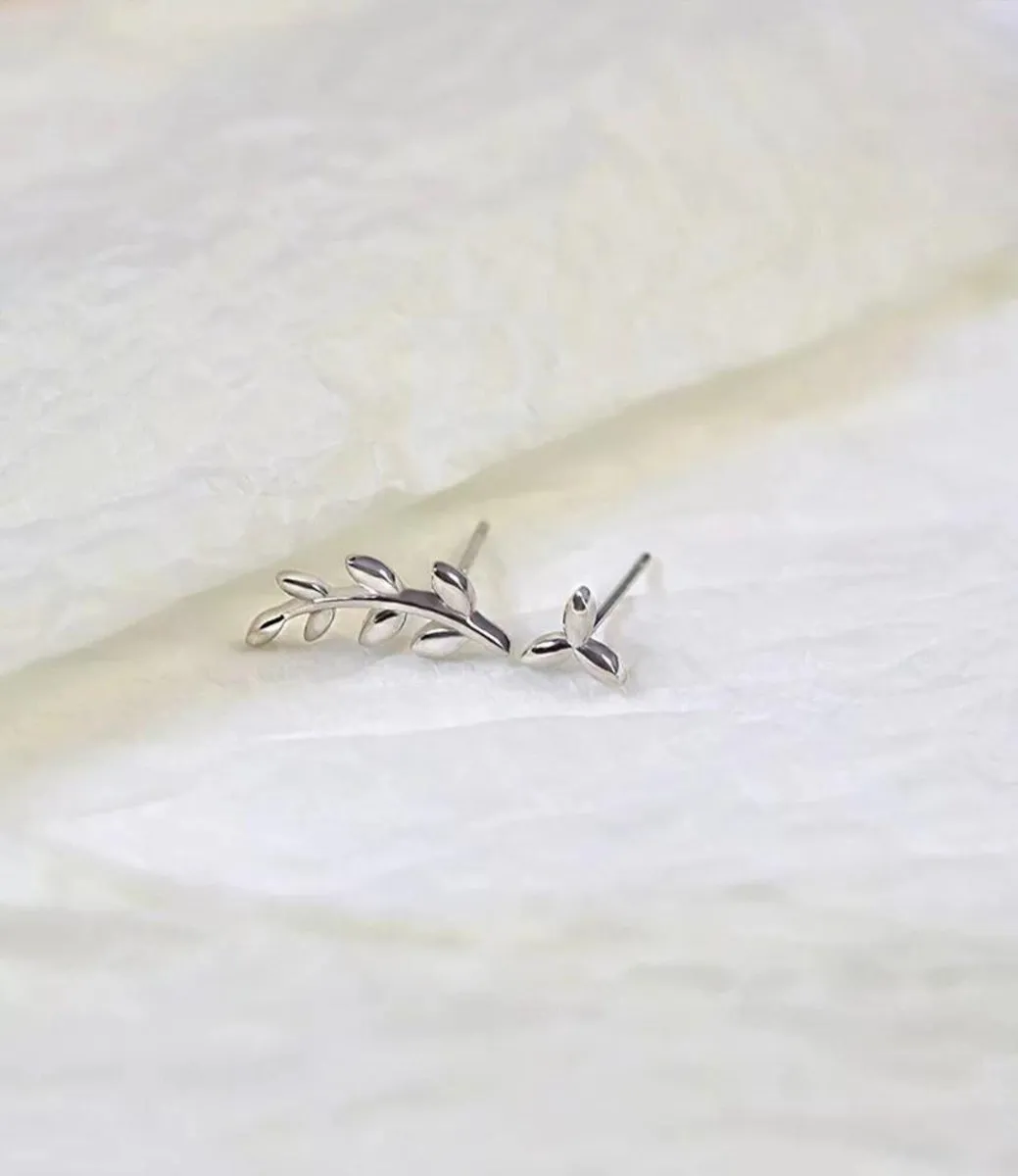 Silver Olive Leaf Earrings Minimalist Earrings Cute Earrings
