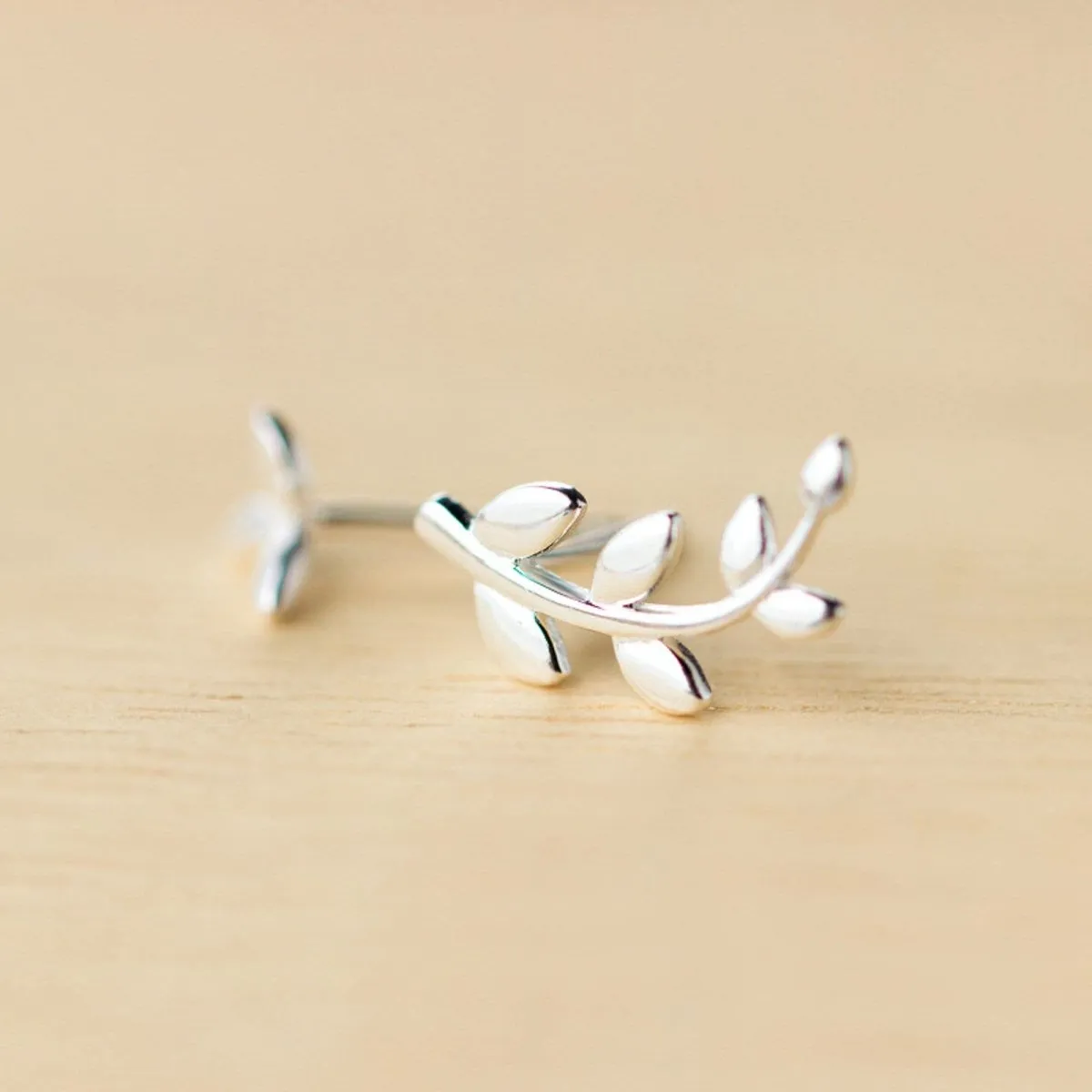 Silver Olive Leaf Earrings Minimalist Earrings Cute Earrings