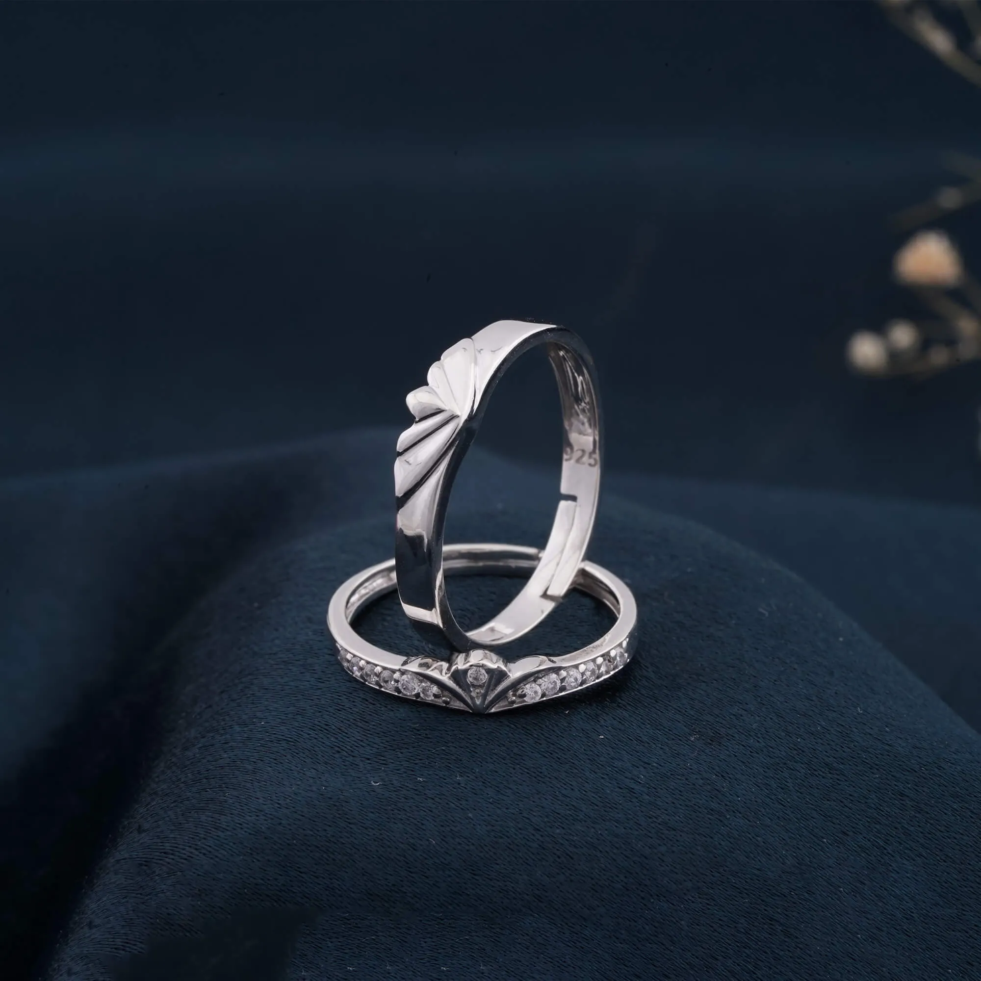 Silver Princess Knight Couple Rings