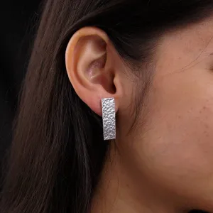 Silver Rectangle Hammered Earrings