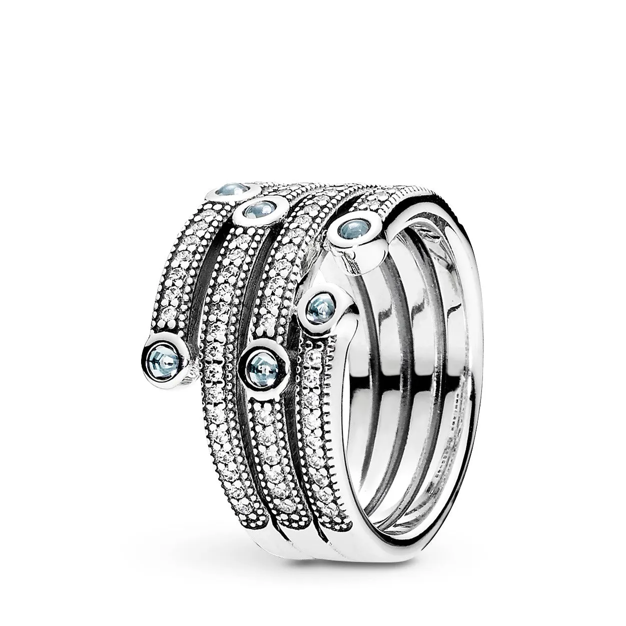 Silver ring with frosty mint and clear cubic zirconia