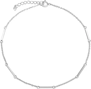 Silverly 925 Sterling Silver Cable Chain Anklet With Bar Beads - Adjustable Minimalist Anklet for Women - Minimalist Ankle Bracelet - Dainty Foot Jewelry - Summer Accessory Gift