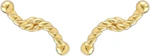 Silvershake 14K Yellow Gold Plated 925 Sterling Silver Minimalist Trendy Chic Rope Cute Horizontal Stud Earrings Jewelry for Women