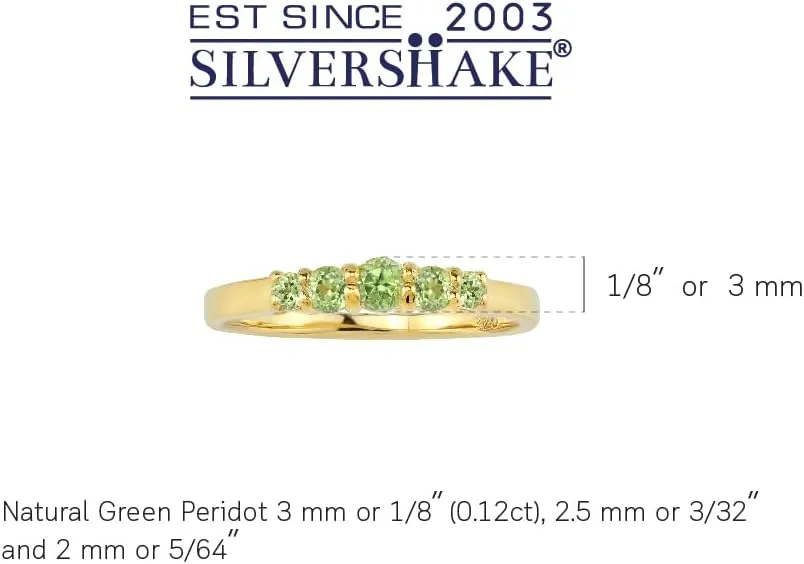 Silvershake 5-Stone Extra Petite Round Shape Gemstone White Gold Plated or Yellow Gold Plated 925 Sterling Silver Minimalist Journey Stackable Ring Jewelry for Women or Teen