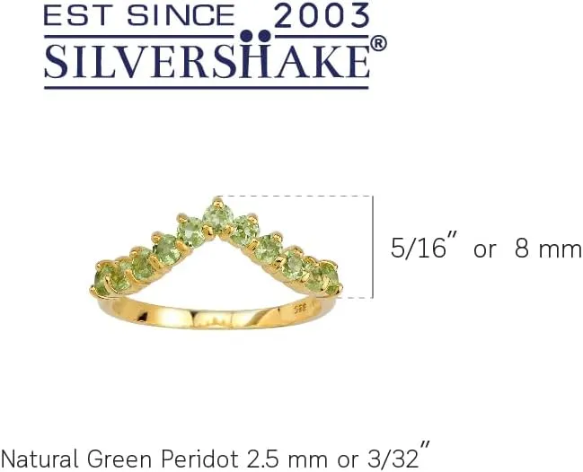 Silvershake Round Shape Gemstone White Gold Plated or Yellow Gold Plated 925 Sterling Silver Chevron Style V Shape Stackable Ring Jewelry for Women