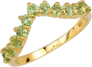 Silvershake Round Shape Gemstone White Gold Plated or Yellow Gold Plated 925 Sterling Silver Chevron Style V Shape Stackable Ring Jewelry for Women