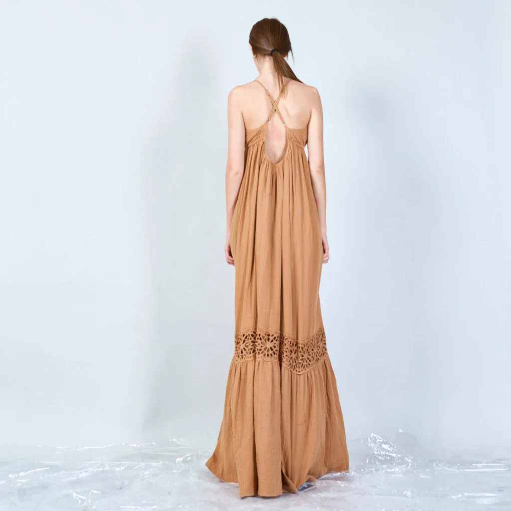Simple backless maxi dress wholesale