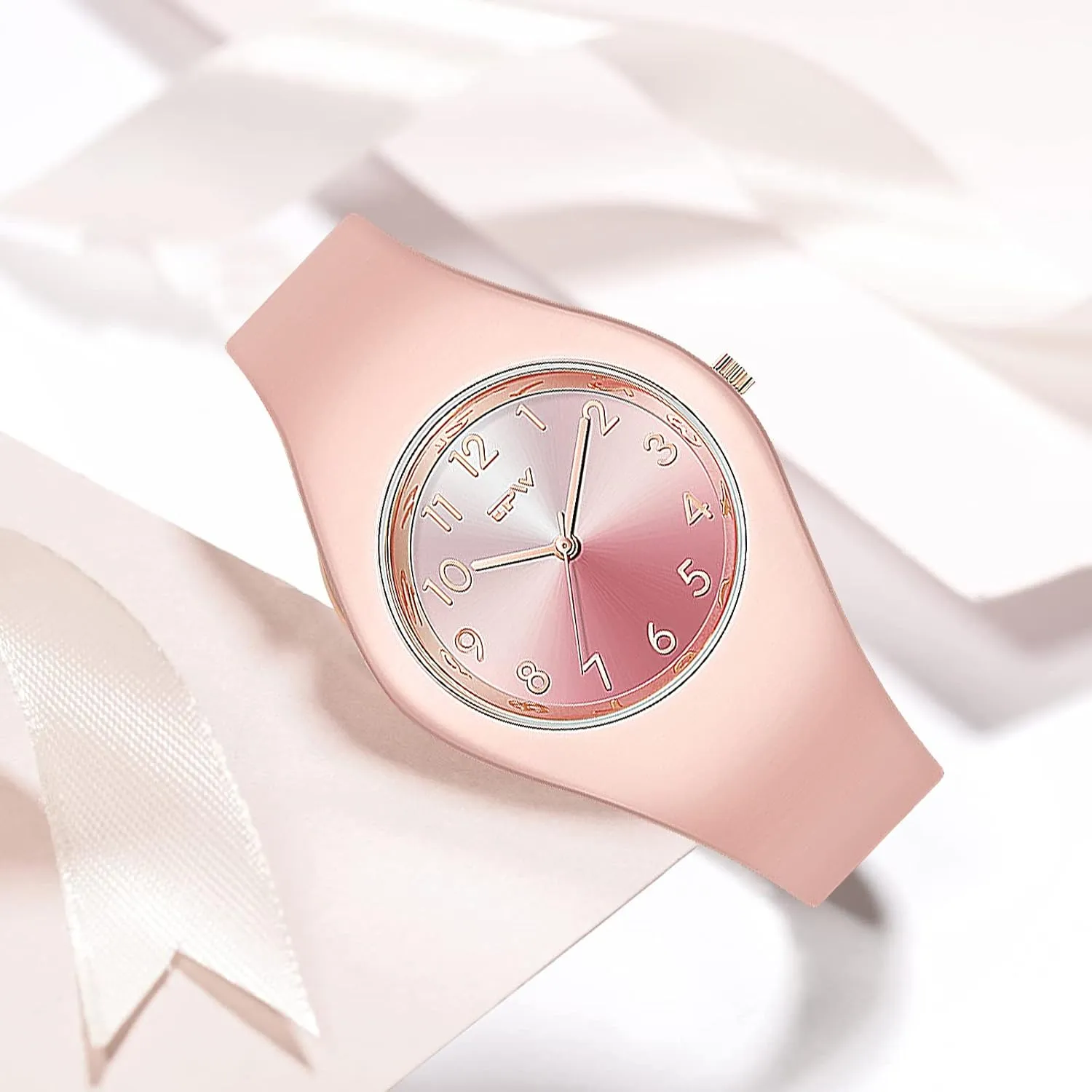 Simple Women Watches Minimalist Comfortable Silicone Strap 30M Waterproof Sport Watches Gifts for Women Girls