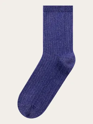 Single pack Rib lurex socks - Deep Purple