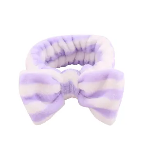 Skincare Headband Set 5 Pieces Elastic Headband for Women Makeup Stretch Elastic Band Bow Clips Hair Wrap for Girls