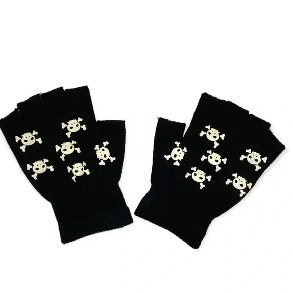 Skulls Glow Mask Moto Short Knitted Gloves