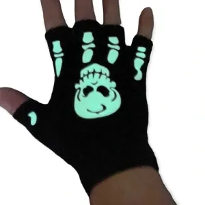 Skulls Glow Mask Moto Short Knitted Gloves