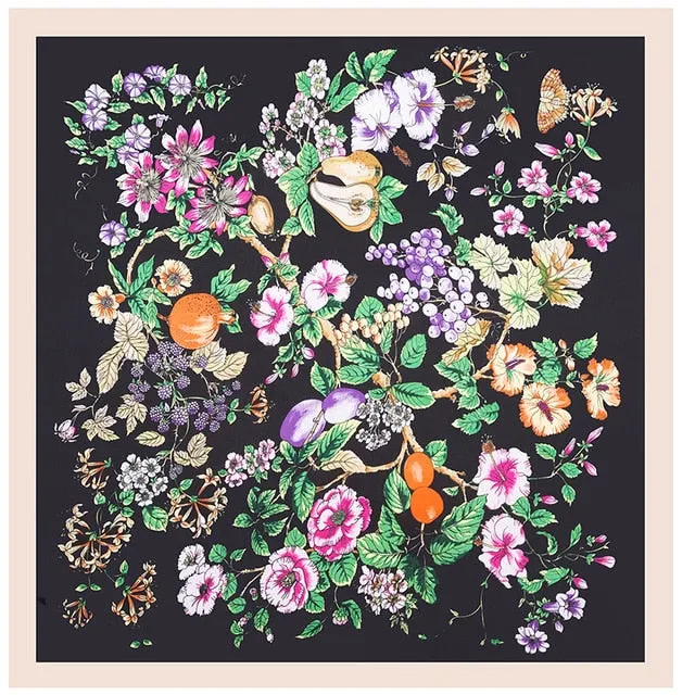Small Bandana Head Scarf For Women Floral Printed Silk Satin Hair Scarfs Female 70*70cm Square Headband Neck Scarves For Ladies