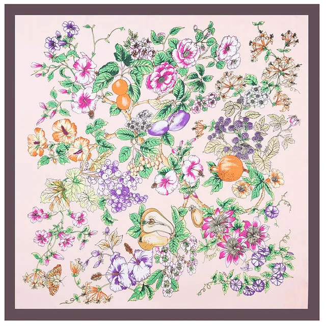 Small Bandana Head Scarf For Women Floral Printed Silk Satin Hair Scarfs Female 70*70cm Square Headband Neck Scarves For Ladies