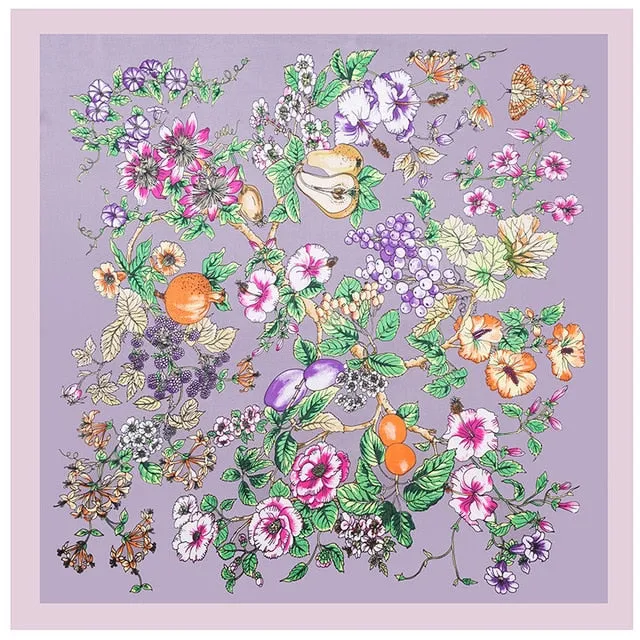 Small Bandana Head Scarf For Women Floral Printed Silk Satin Hair Scarfs Female 70*70cm Square Headband Neck Scarves For Ladies