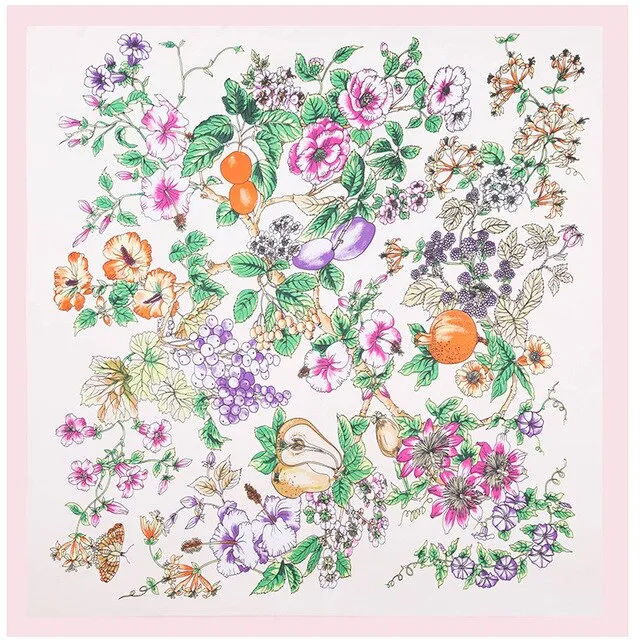 Small Bandana Head Scarf For Women Floral Printed Silk Satin Hair Scarfs Female 70*70cm Square Headband Neck Scarves For Ladies